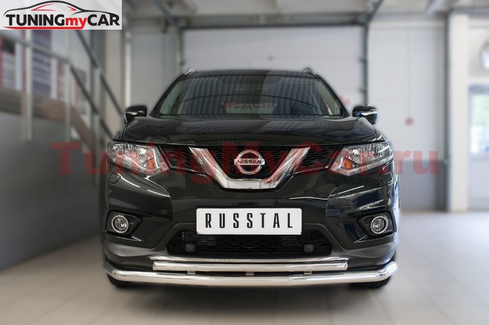 Защита переднего бампера D63 (секции) D42 (дуга) для Nissan X-Trail 2015-