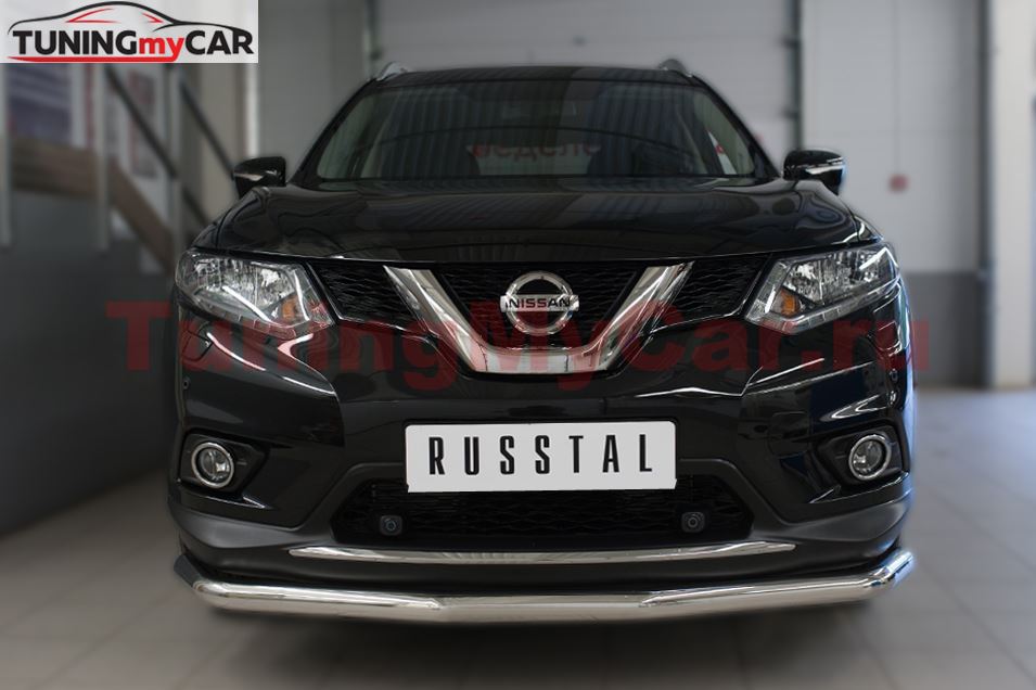 Защита переднего бампера D63 (секции) для Nissan X-Trail 2015-