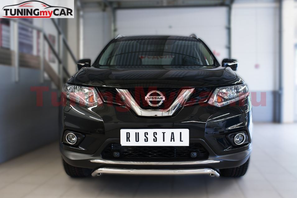 Защита переднего бампера D42 (волна) для Nissan X-Trail 2015-