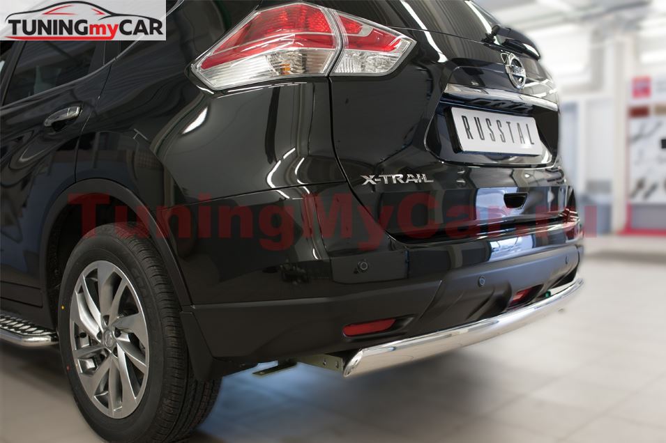 Защита заднего бампера D75х42 (дуга) для Nissan X-Trail 2015-