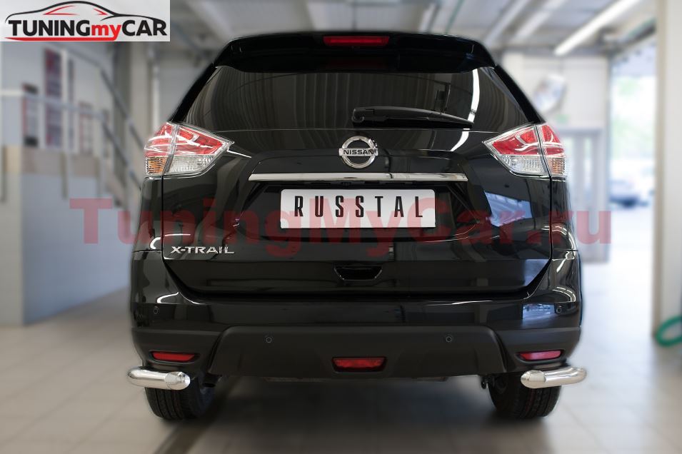 Защита заднего бампера уголки D63(секции) для Nissan X-Trail 2015-