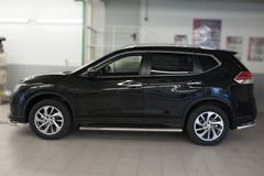 Пороги труба 120х60 овал с проступью для Nissan X-Trail 2015-