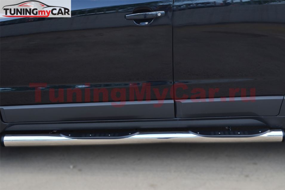 Пороги труба D76 с накладкой (вариант 2) для Opel Antara 2012-