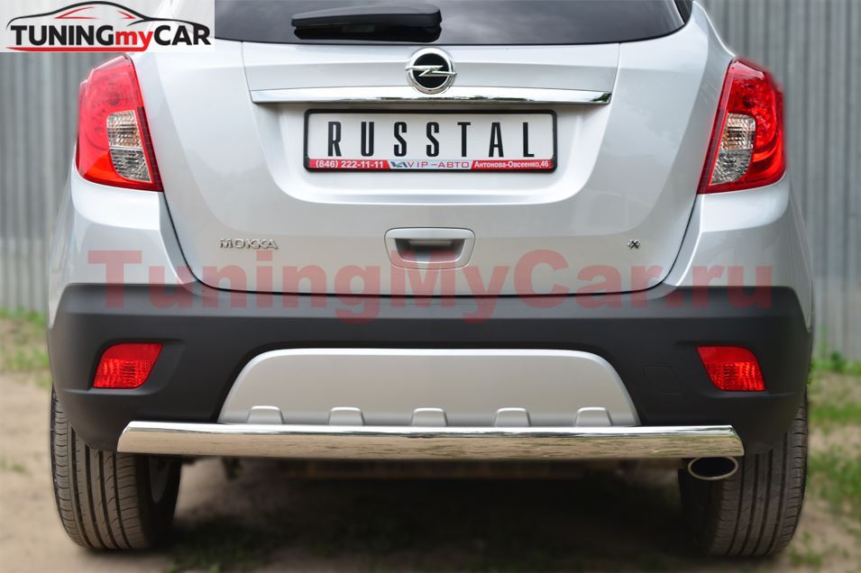 Защита заднего бампера 75х42 (дуга) для Opel Mokka 2013-