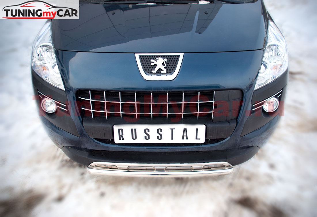 Декоративная защита переднего бампера D42(дуга) для Peugeot 3008 2009-