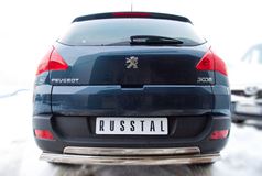 Защита заднего бампера D75х42 для Peugeot 3008 2009-