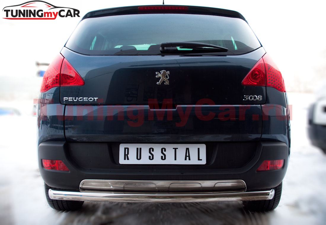 Защита заднего бампера D63 (дуга) для Peugeot 3008 2009-