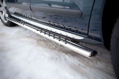 Пороги труба D75х42 овал с проступью для Peugeot 3008 2009-