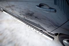 Пороги труба D75х42 овал с проступью для Peugeot 3008 2009-