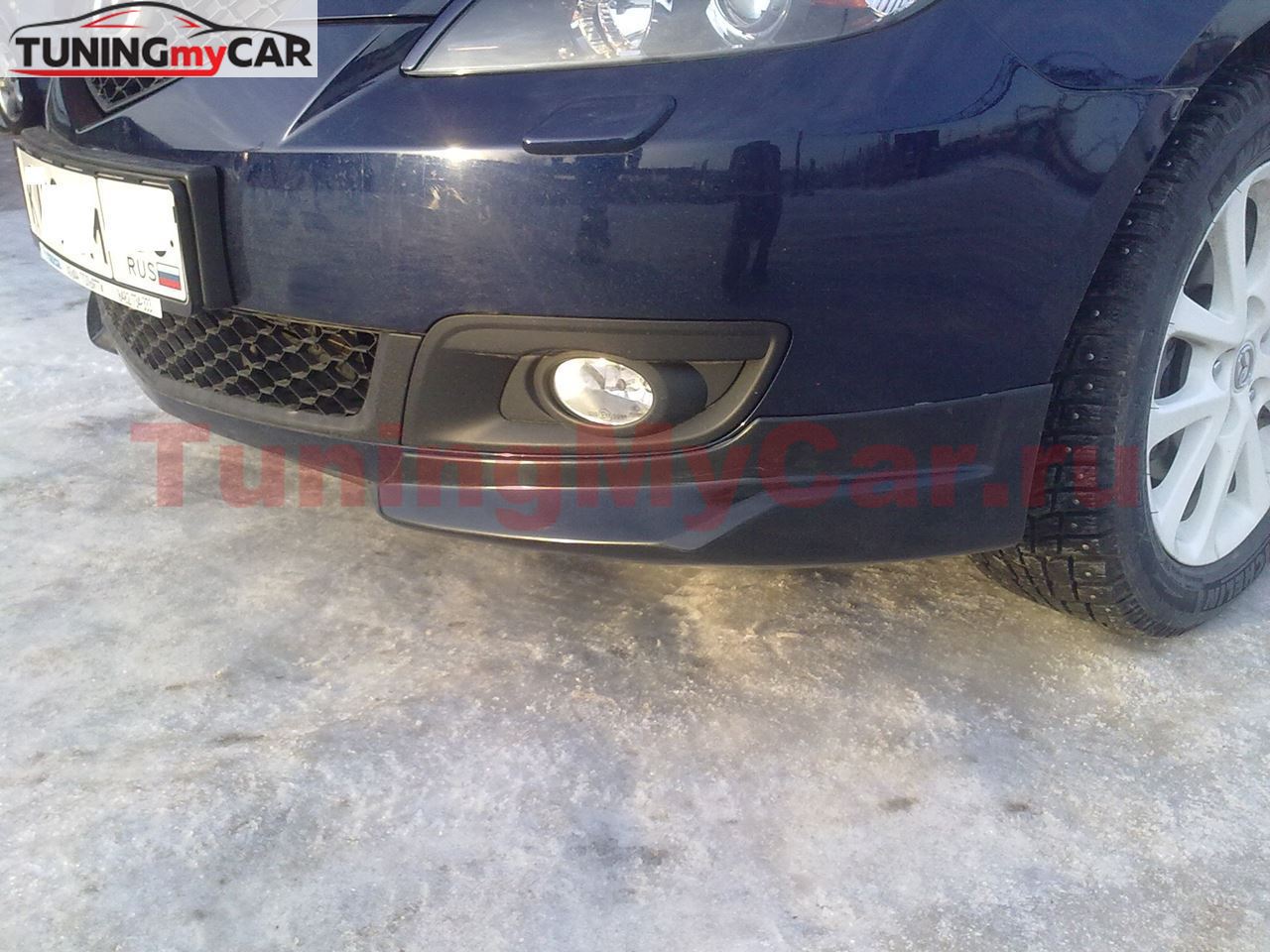 Накладка на передний бампер "Клыки" для Mazda 3 HB Touring