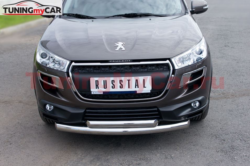 Защита переднего бампера D76/63 (дуга) для Peugeot 4008 2012-