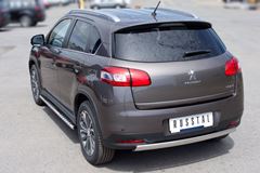 Защита заднего бампера D75х42 овал для Peugeot 4008 2012-