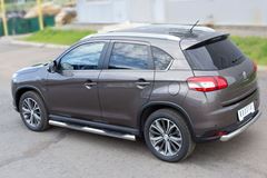 Пороги труба D76 с накладками (вариант 3) для Peugeot 4008 2012-