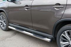 Пороги труба D76 с накладками (вариант 2) для Peugeot 4008 2012-