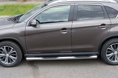 Пороги труба D76 с накладками (вариант 2) для Peugeot 4008 2012-