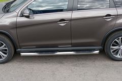 Пороги труба D76 с накладками (вариант 1) для Peugeot 4008 2012-
