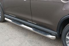 Пороги труба D76 с накладками (вариант 1) для Peugeot 4008 2012-