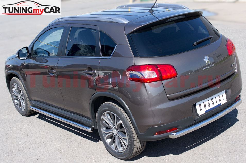 Пороги труба D63 (вариант 3) для Peugeot 4008 2012-