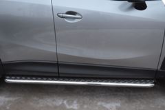 Пороги труба D42 с листом для Mazda CX-5 2011-