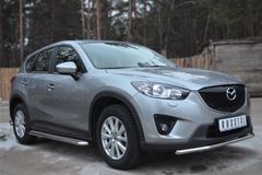 Пороги труба D42 с листом для Mazda CX-5 2011-