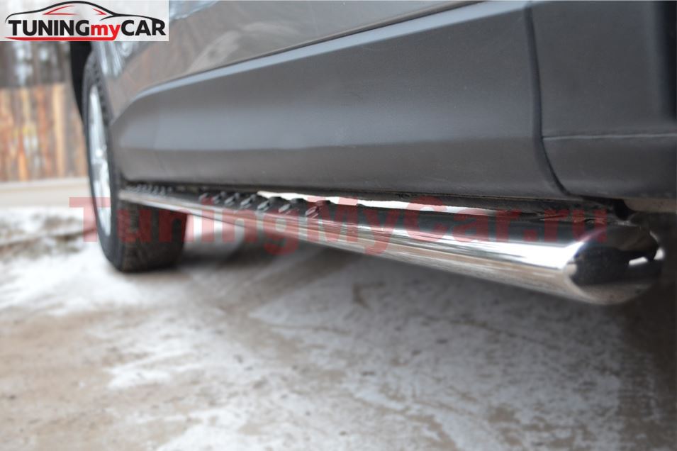 Защита порогов 75х42 с проступью для Mazda CX-5 2011-
