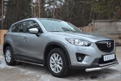 Защита порогов 75х42 с проступью для Mazda CX-5 2011-