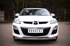 Защита переднего бампера D75х42 овал для Mazda CX-7 2010-2013