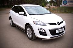 Защита переднего бампера D75х42 овал для Mazda CX-7 2010-2013