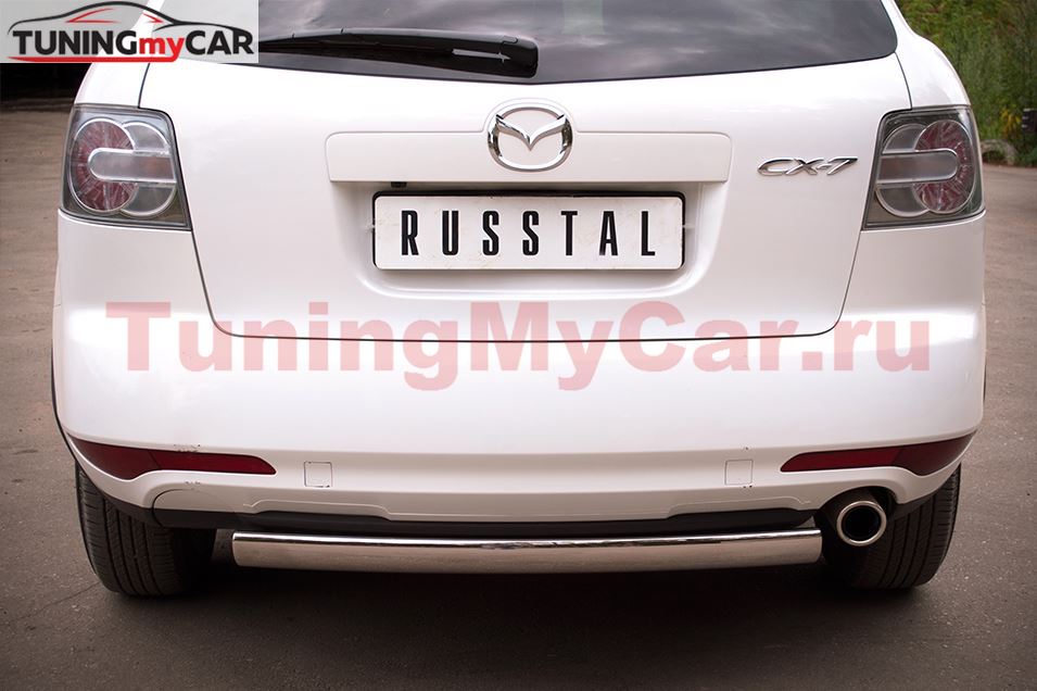 Защита заднего бампера D75х42 для Mazda CX-7 2010-2013