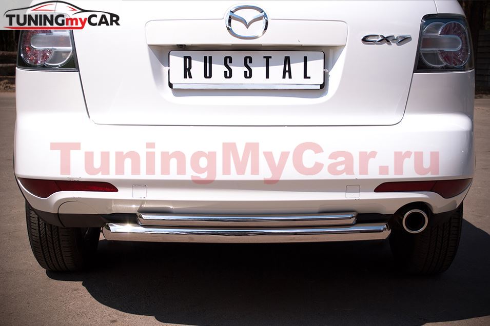 Защита заднего бампера D63/42 (дуга) для Mazda CX-7 2010-2013