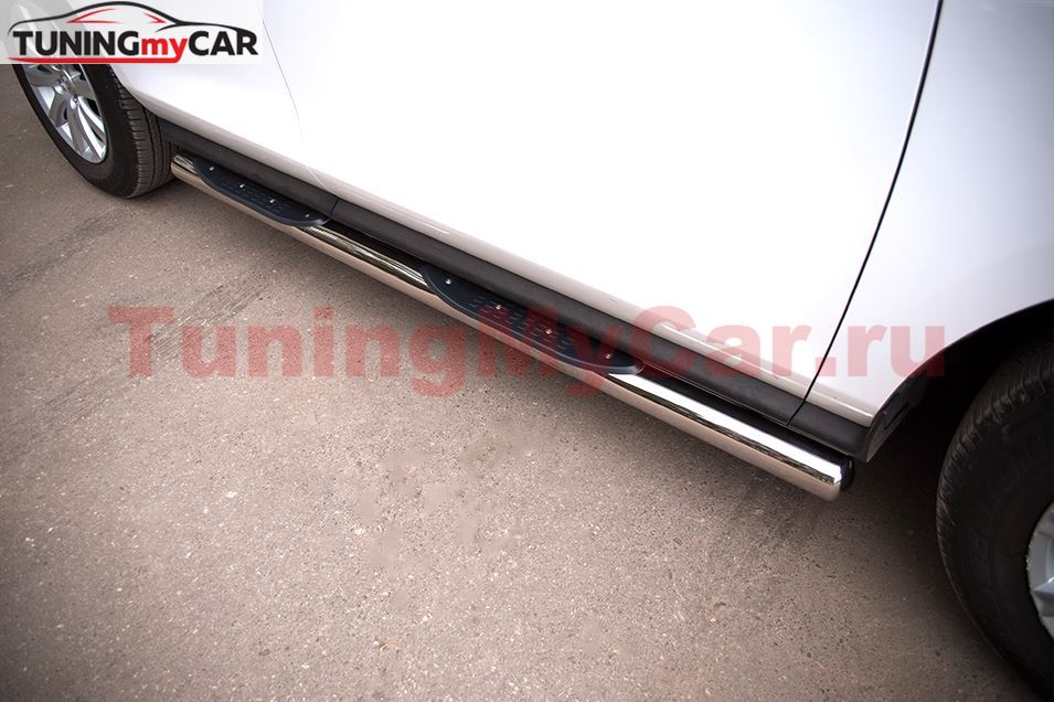Пороги труба D76 с накладками (вариант 3) для Mazda CX-7 2010-2013