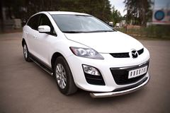 Пороги труба D76 с накладками (вариант 3) для Mazda CX-7 2010-2013