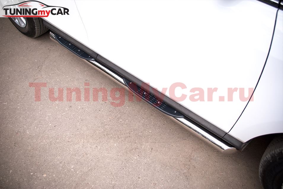 Пороги труба D76 с накладками (вариант 1) для Mazda CX-7 2010-2013