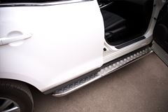 Пороги труба D42 с листом (Лист нерж, проф. нерж) (Вариант3) для Mazda CX-7 2010-2013