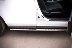 Пороги труба D75х42 овал с проступью для Mazda CX-7 2010-2013