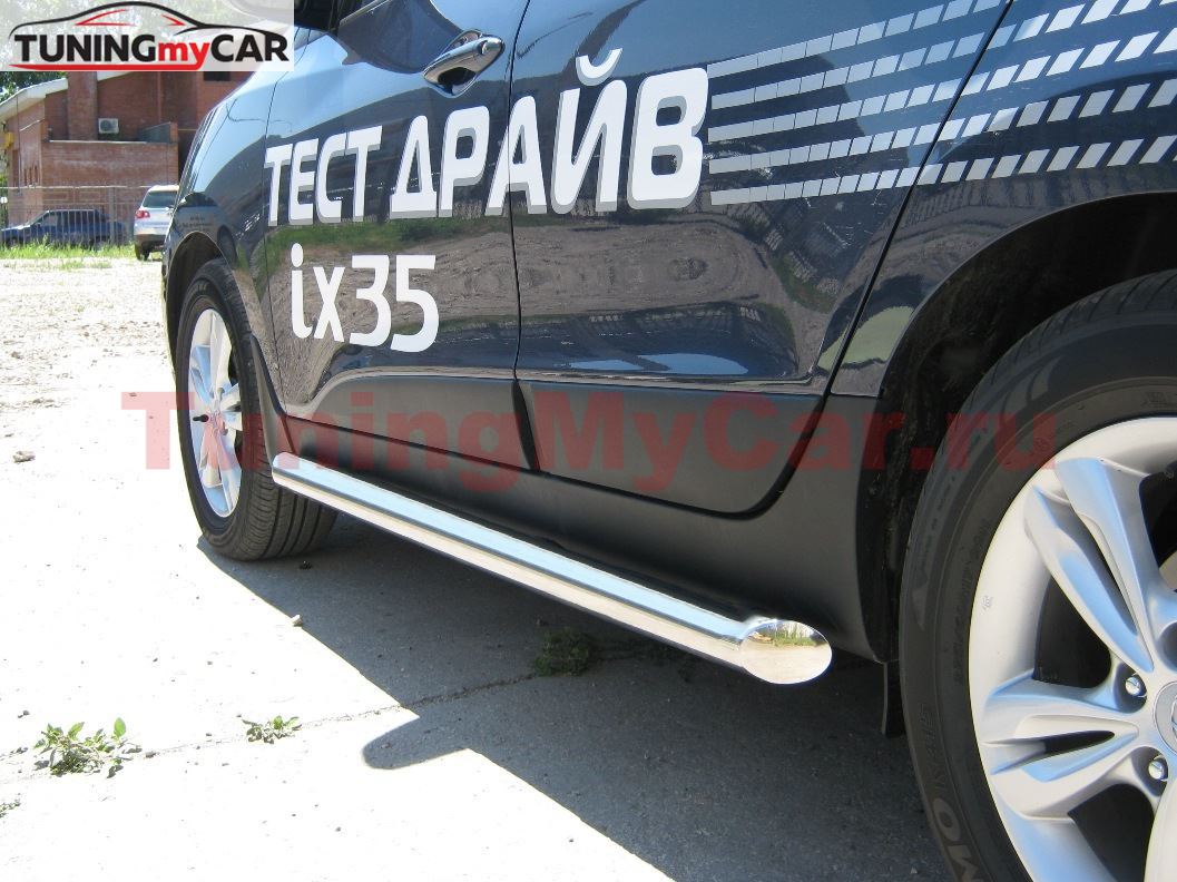 Пороги труба D76 (вариант 1) для Hyundai IX35 2010-2012