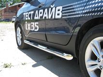 Пороги труба D76 с накладками (вариант 1) для Hyundai IX35 2010-2012