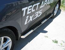 Пороги труба D76 с накладками (вариант 1) для Hyundai IX35 2010-2012