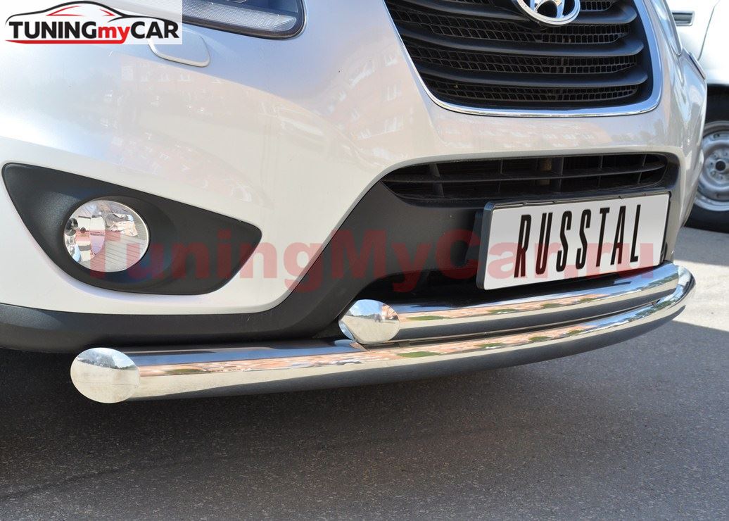 Защита переднего бампера D76/63 для Hyundai Santa Fe 2009-2011