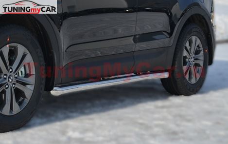 Пороги труба D63 (вариант 1) для Hyundai Santa Fe 2009-2011