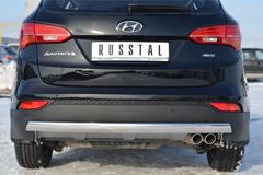 Защита заднего бампера 75х42 овал для Hyundai Santa Fe 2012-2015