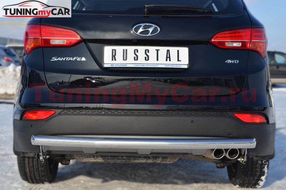Защита заднего бампера D63 (дуга) для Hyundai Santa Fe 2012-2015