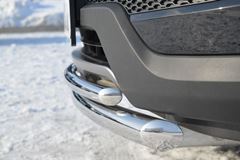 Защита переднего бампера D63 / D42 (дуга) для Hyundai Santa Fe 2012-2015