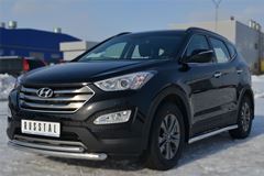 Защита переднего бампера D63 / D42 (дуга) для Hyundai Santa Fe 2012-2015