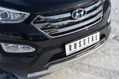 Защита переднего бампера 75х42 / 75х42 овал для Hyundai Santa Fe 2012-2015