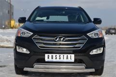 Защита переднего бампера 75х42 / 75х42 овал для Hyundai Santa Fe 2012-2015