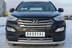 Защита переднего бампера D76 (секции) / D42 (дуга) для Hyundai Santa Fe 2012-2015