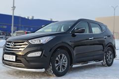 Пороги труба D76 с накладкой (вариант 3) для Hyundai Santa Fe 2012-2015