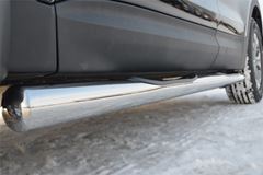 Пороги труба D76 с накладкой (вариант 3) для Hyundai Santa Fe 2012-2015
