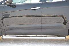 Пороги труба D76 с накладкой (вариант 2) для Hyundai Santa Fe 2012-2015